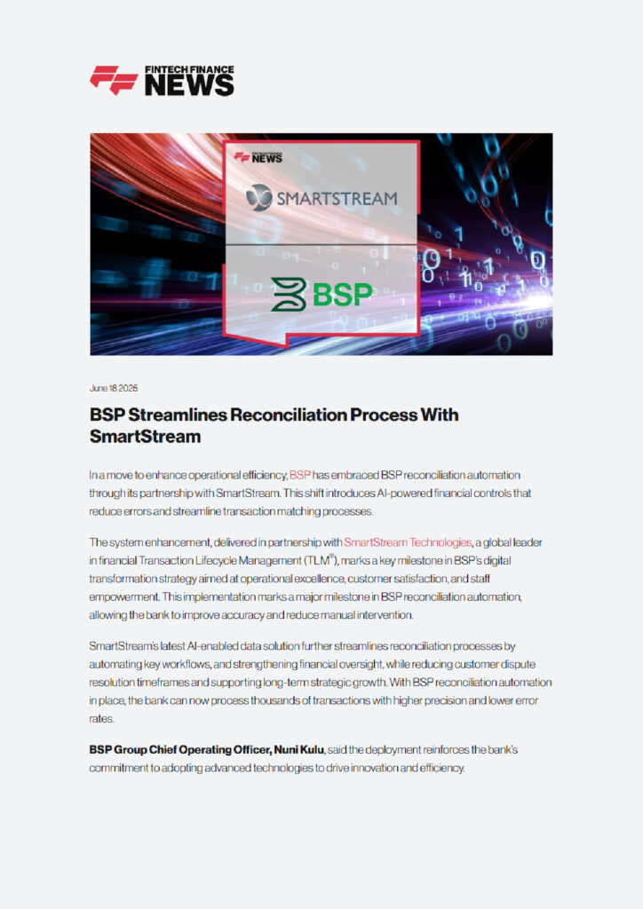 BSP Streamlines Reconciliation Process With Smartstream | Smartstream