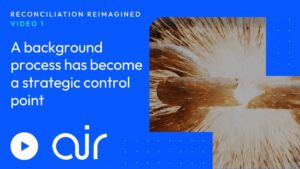 Blue Hero Banner with White Headline About Background Processes Becoming a Strategic Control Point Circular Play Button and Brand Logo at Lower Left Right Side Shows a Photo Burst Graphic on Blue Background