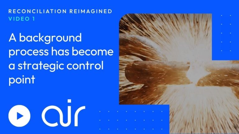 Blue Hero Banner with White Headline About Background Processes Becoming a Strategic Control Point Circular Play Button and Brand Logo at Lower Left Right Side Shows a Photo Burst Graphic on Blue Background