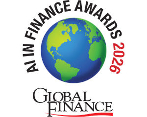 Logo for Global Finance Annual Finance Awards 2028 Featuring a Blue-and-green Earth Globe with Curved Text Around and the Words Global Finance Beneath